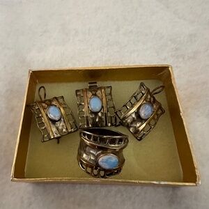 925 Sterling Silver Hammered style with gold plated details.